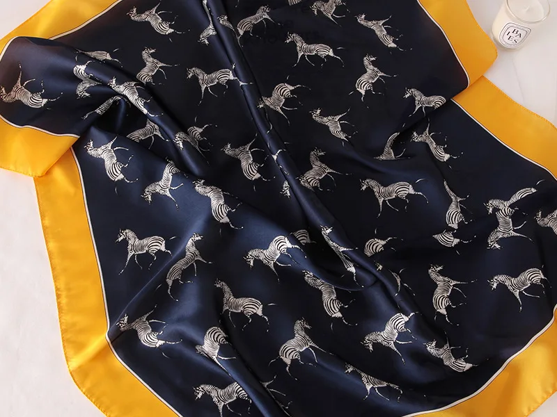 Luxury Silk Plaid Scarf - Soft Satin Neck Tie Hair Band for Women