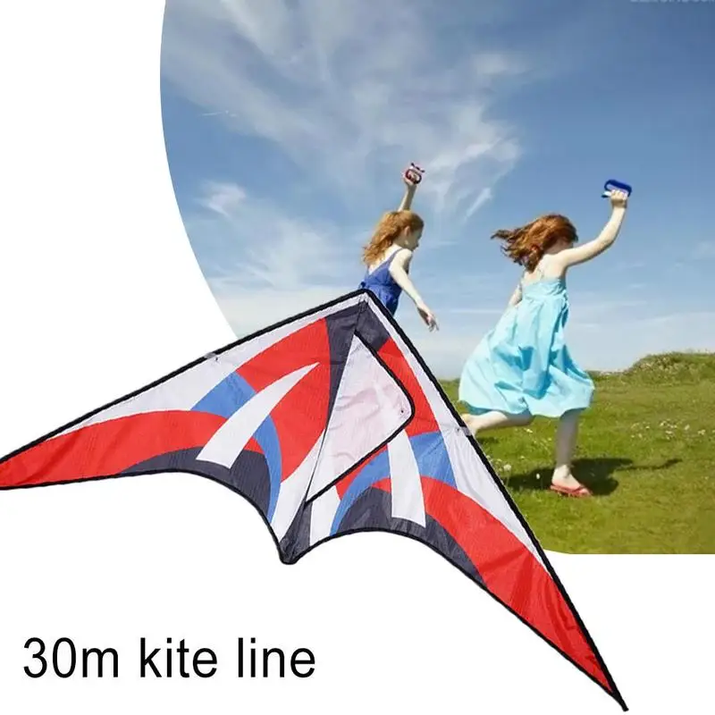 Red And White Color Triangular Kites 30m Line Weifang Kite Sports Beach Nylon Wire With Handle Children's Accessories | Игрушки и