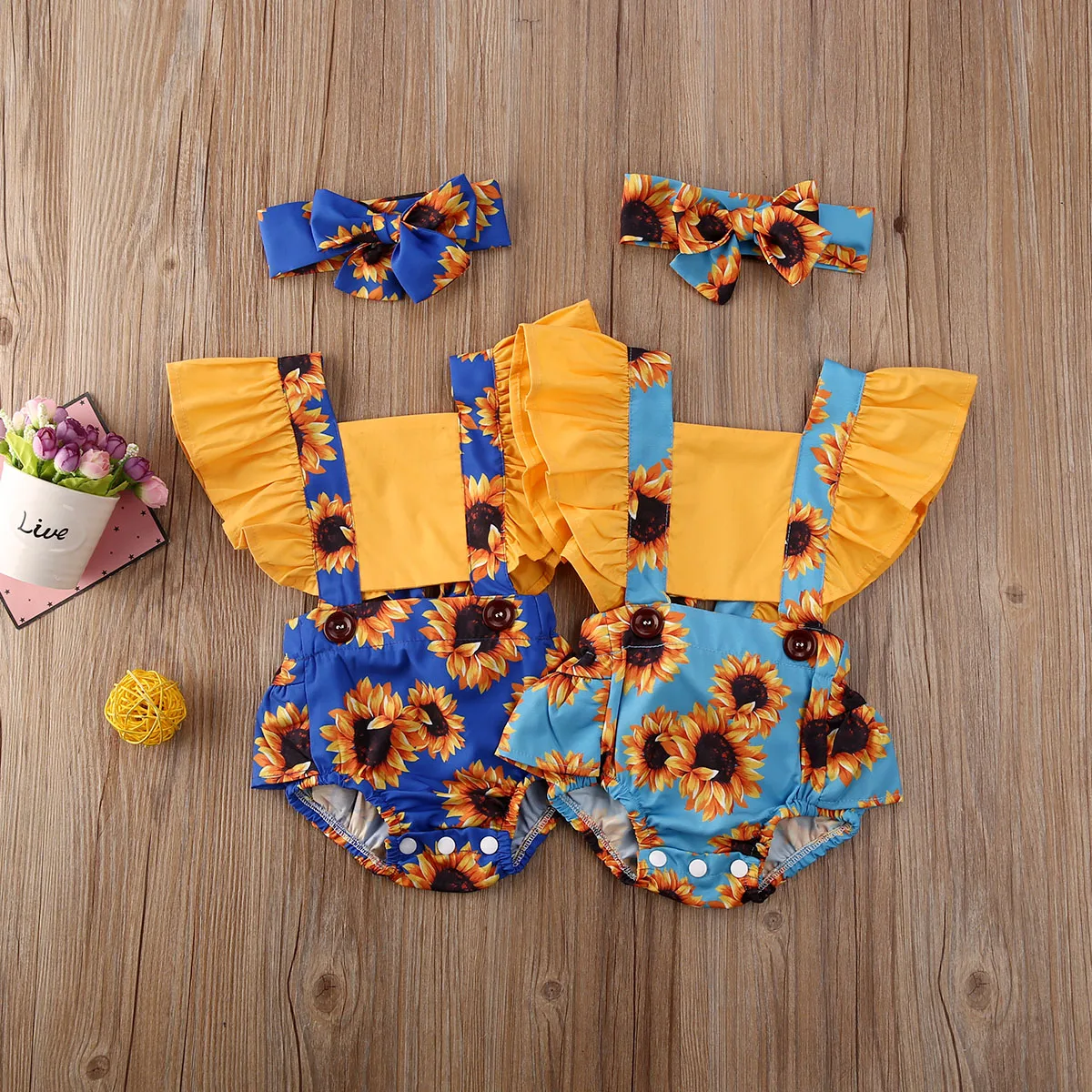 Mildsown Newborn Baby Girls Sleeveless Sunflower Romper Tops Square Neck Jumpsuit Headband Outfit Baby Summer Clothes 0-24M
Mildsown Newborn Baby Girls Sleeveless Sunflower Romper Tops Square Neck Jumpsuit Headband Outfit Baby Summer Clothes 0-24M