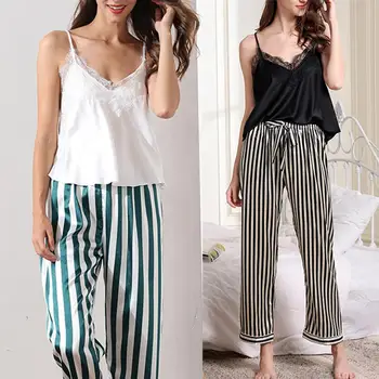 summer Women Deep V Lace Brim Spaghetti Strap Camisole Long Pants Sleepwear Pajama Sexy Nightgown Womens Pajamas Sleepwear
summer Women Deep V Lace Brim Spaghetti Strap Camisole Long Pants Sleepwear Pajama Sexy Nightgown Womens Pajamas Sleepwear