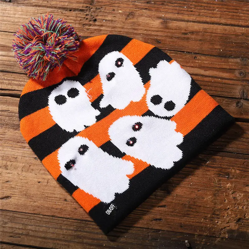 Lovely Halloween Knitted Cap Adult Hat Pumpkin Ghost With Light Cap Print Sweater Hat For Kid Decoration For Home Party Supplies
Lovely Halloween Knitted Cap Adult Hat Pumpkin Ghost With Light Cap Print Sweater Hat For Kid Decoration For Home Party Supplies