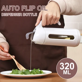 New Auto Flip Oil Bottle 320ml Leakproof Condiment Container with Automatic Cap Non-Drip Spout Non-Slip Handle Kitchen Cooking
New Auto Flip Oil Bottle 320ml Leakproof Condiment Container with Automatic Cap Non-Drip Spout Non-Slip Handle Kitchen Cooking
