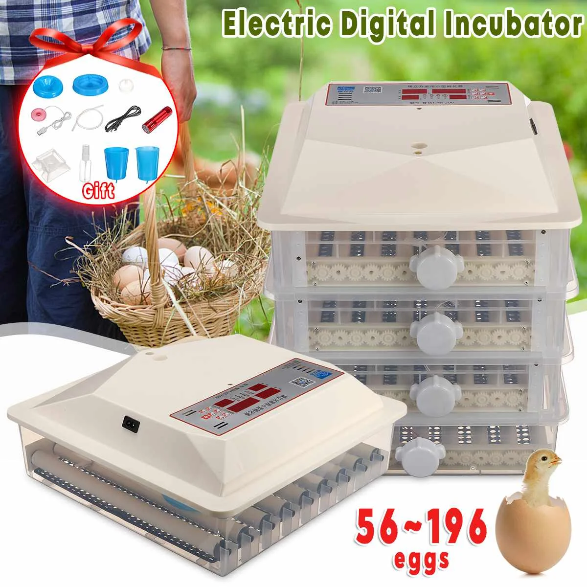 LED Fully Automatic Incubator 56~196 Eggs Chicken Egg Bird Duck Egg Hatcher Poultry LED Display Auto Turning Incubator Machine
LED Fully Automatic Incubator 56~196 Eggs Chicken Egg Bird Duck Egg Hatcher Poultry LED Display Auto Turning Incubator Machine