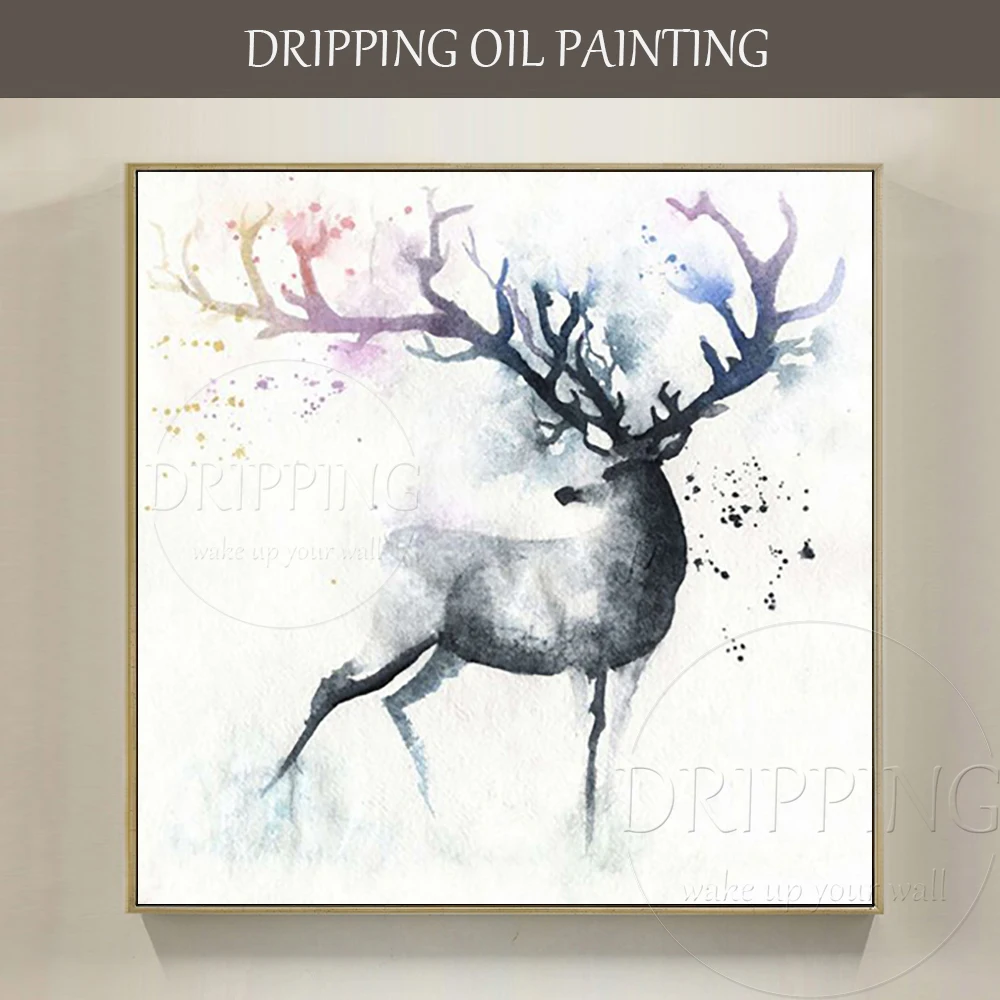 Pure Handmade Dream Colors Stag Oil Painting on Canvas Beautiful Wall Decor Modern Animal Deer Oil Painting for Home Wall Art
Pure Handmade Dream Colors Stag Oil Painting on Canvas Beautiful Wall Decor Modern Animal Deer Oil Painting for Home Wall Art