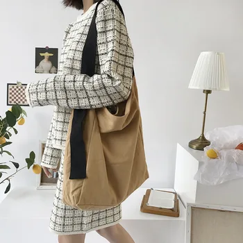 Women Big Canvas Shopping Bag Reusable Khaki Large Capacity Tote Grocery Bag Eco Environmental Shopper Shoulder Bags For Girls 
Women Big Canvas Shopping Bag Reusable Khaki Large Capacity Tote Grocery Bag Eco Environmental Shopper Shoulder Bags For Girls