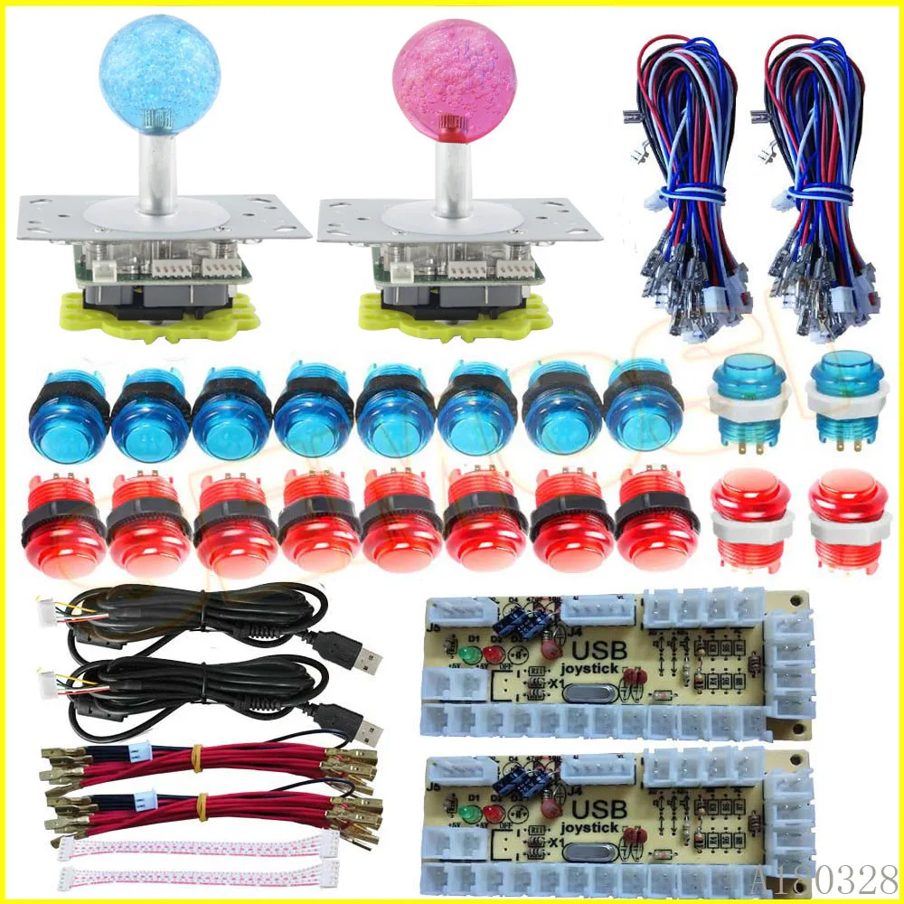 Zero Delay USB Encoder 2 Player Classical Arcade Contest DIY Kit 2/4/8 Way Lighted Joystick + LED Illuminated Push Buttons
Zero Delay USB Encoder 2 Player Classical Arcade Contest DIY Kit 2/4/8 Way Lighted Joystick + LED Illuminated Push Buttons