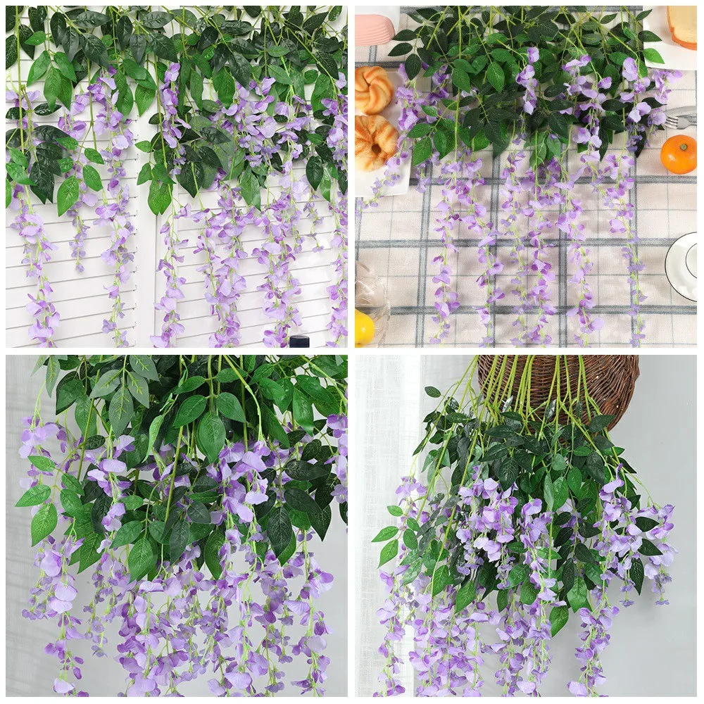 Luyue 12pcs/lot Wedding Decor Artificial Silk Wisteria Flower Vines hanging Rattan Bride flowers Garland For Home Garden Hotel Luyue 12pcs/lot Wedding Decor Artificial Silk Wisteria Flower Vines hanging Rattan Bride flowers Garland For Home Garden Hotel
