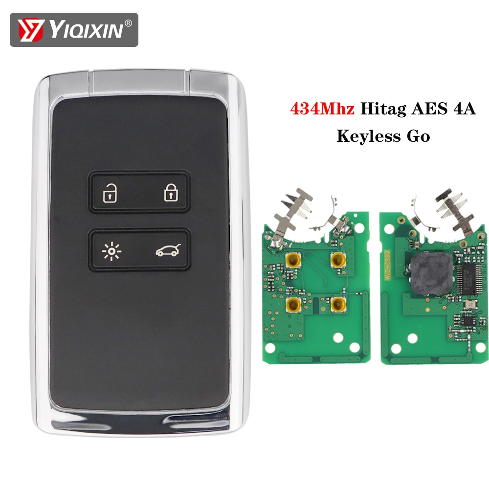 

YIQIXIN 4 кнопки Автомобильный ключ Smart Remote Key 433/434 МГц Hitag AES 4A чип PCF7953M для Renault Megane4 Talisman Espace 5 Kadjar