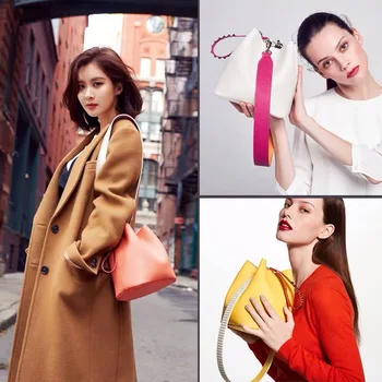 2019 Luxury Lady Messenger Bag Korean Brand Leather PU Shoulder Bags Fashion Color Stitching Wide Shoulder Rivet Bucket Bags 
2019 Luxury Lady Messenger Bag Korean Brand Leather PU Shoulder Bags Fashion Color Stitching Wide Shoulder Rivet Bucket Bags