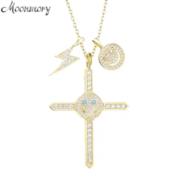 Moonmory 925 Sterling Silver CZ Crystal Lightning Smile Cross Pendant Blue Eye Smile Pendant Necklace For Men Jewelry DIY Making
Moonmory 925 Sterling Silver CZ Crystal Lightning Smile Cross Pendant Blue Eye Smile Pendant Necklace For Men Jewelry DIY Making