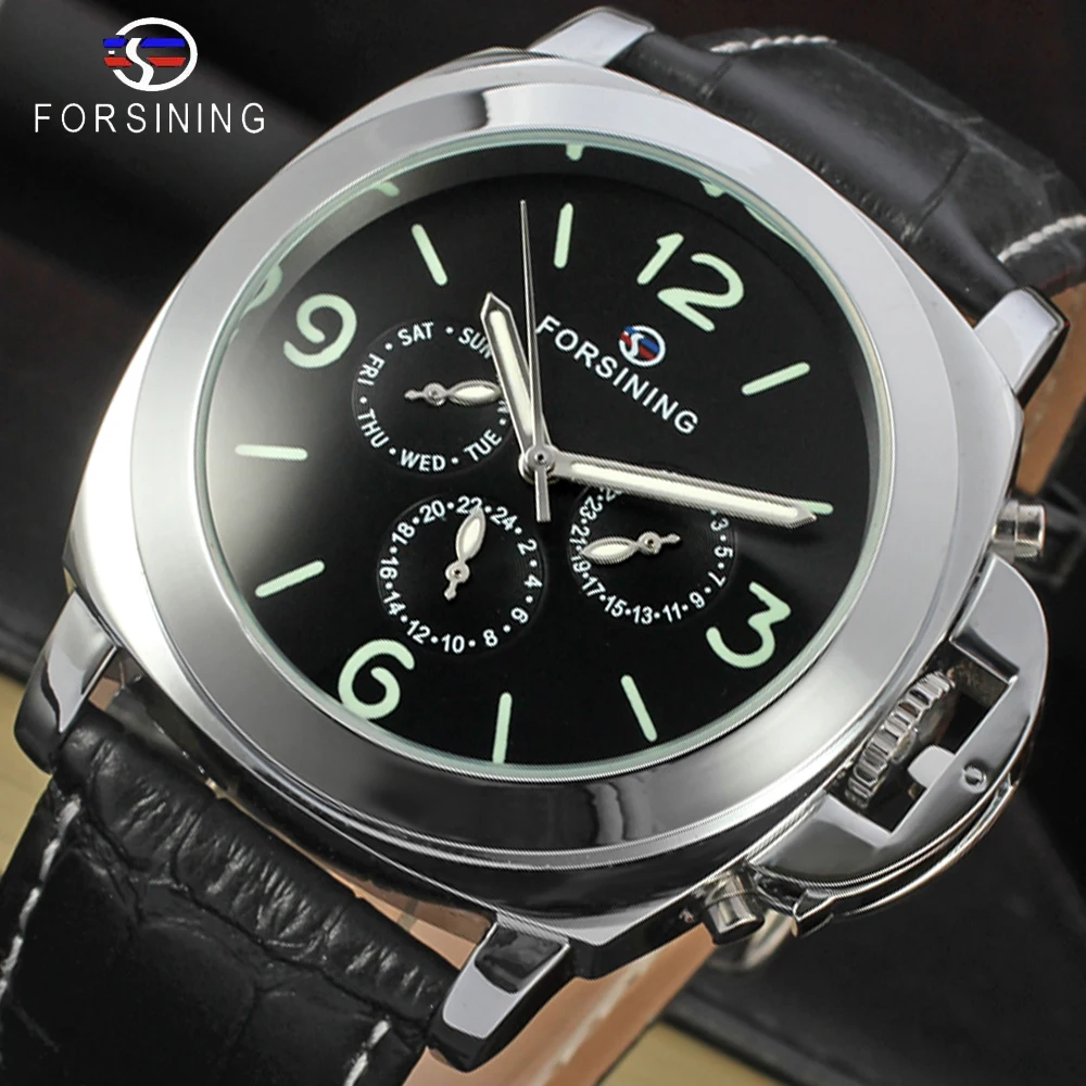 FORSINING Classic Fashion Men Auto Mechanical Watch 3 Sub-dials 6 Hands Tonneau Design Arabic Number Multifunctional Wristwatch
FORSINING Classic Fashion Men Auto Mechanical Watch 3 Sub-dials 6 Hands Tonneau Design Arabic Number Multifunctional Wristwatch