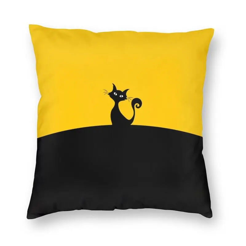 

Black Cat Hill Pillow Cover Decoration Animal Cartoon Kitten Cushions Throw Pillow for Sofa Double-sided Printing