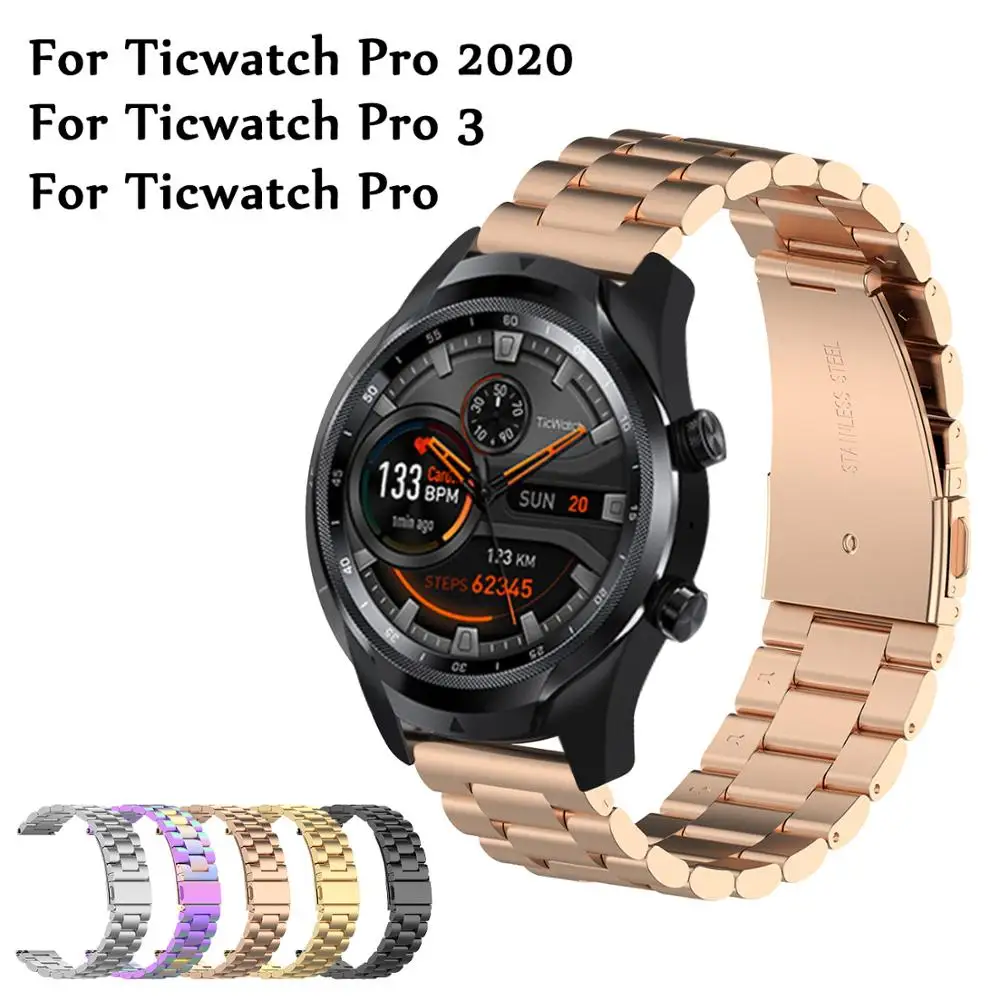 

Metal Band For Ticwatch Pro 2020 Strap For Ticwatch Pro 3/GTX Stainless Steel Loop Adjustble Wristband Smart Watch Accessories