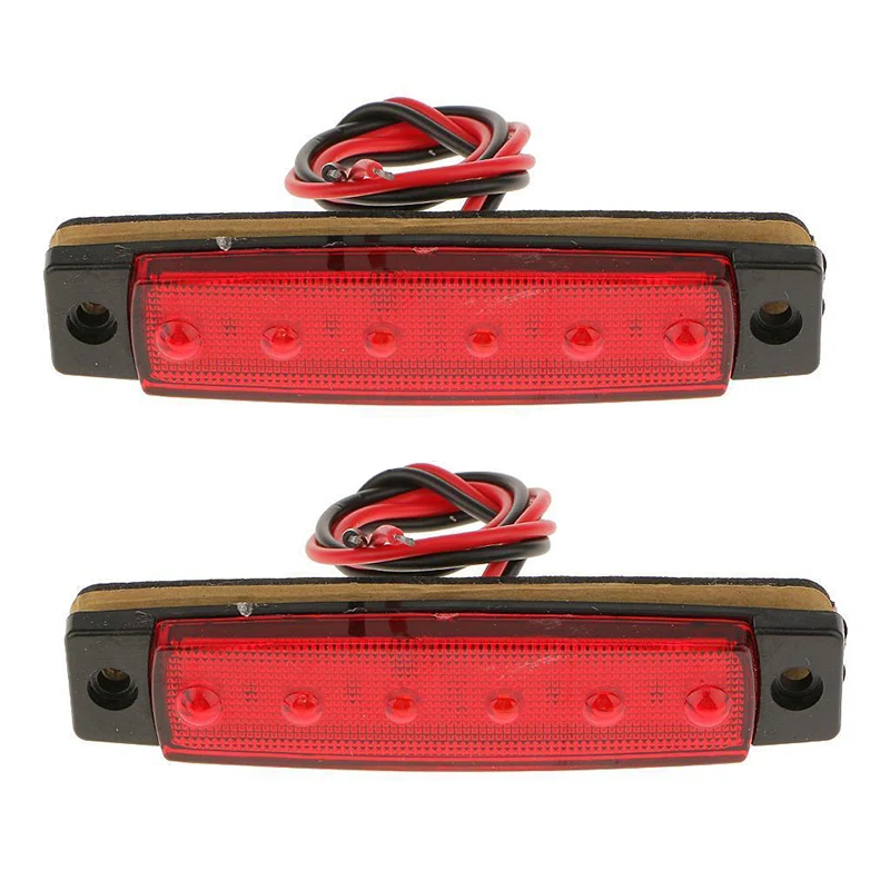 2 Pcs Side Marker Lights 6LED Red Sealed Turn Brake Stop Tail Light With Mouting Screws For Truck Trailer RV Boat 100x20x8mm ABS
2 Pcs Side Marker Lights 6LED Red Sealed Turn Brake Stop Tail Light With Mouting Screws For Truck Trailer RV Boat 100x20x8mm ABS