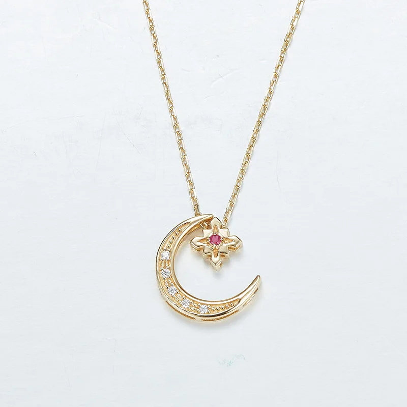 Japanese Korean Light Jewelry Necklace 925 Silver Moon Curved Natural Ruby a Disassembly Necklace Women's Variety Wear Law
Japanese Korean Light Jewelry Necklace 925 Silver Moon Curved Natural Ruby a Disassembly Necklace Women's Variety Wear Law