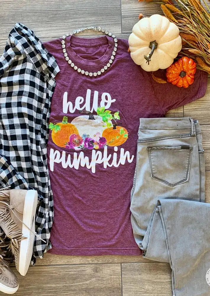 Women Floral Hello Pumpkin T-Shirt Purple Femme Halloween Trendy Festival Tee Shirt Plus Size Kawaii designer Plus Size Top
Women Floral Hello Pumpkin T-Shirt Purple Femme Halloween Trendy Festival Tee Shirt Plus Size Kawaii designer Plus Size Top