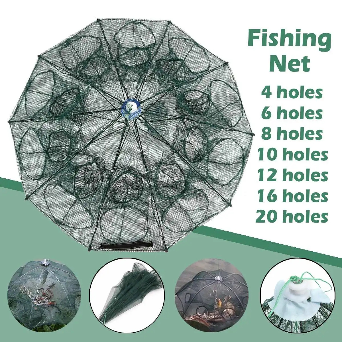 Thickened 4/6/8/10/12/16 Holes Fishing Trap Nylon Fishing Net Strong Eel Crab Shrimp Lobster Fish Buckets Portable Net
Thickened 4/6/8/10/12/16 Holes Fishing Trap Nylon Fishing Net Strong Eel Crab Shrimp Lobster Fish Buckets Portable Net
