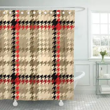 Beige Abstract Geometric Pattern Plaid of Classic Hounds Tooth Shower Curtain Waterproof Polyester Fabric 72 x 78 inches Set
Beige Abstract Geometric Pattern Plaid of Classic Hounds Tooth Shower Curtain Waterproof Polyester Fabric 72 x 78 inches Set