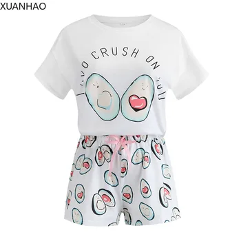 Women's Stes Tops And Shorts Cartoon Avocado Print Short Sleeve O Neck T Shirts Hight Waist Hot Mini Shorts Women Two Piece
Women's Stes Tops And Shorts Cartoon Avocado Print Short Sleeve O Neck T Shirts Hight Waist Hot Mini Shorts Women Two Piece