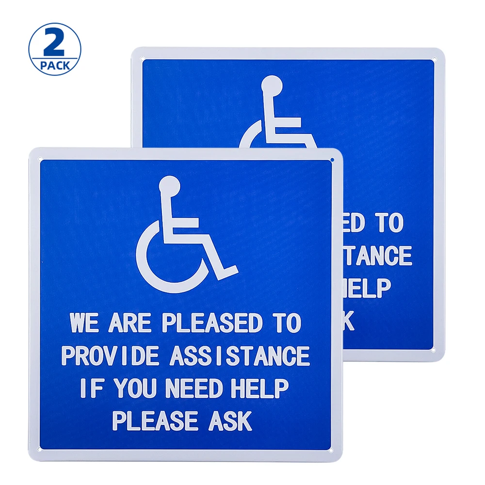 2 Pack We are Pleased to Provide Assistance metal sign, 10x10 inch poster for Accessible
2 Pack We are Pleased to Provide Assistance metal sign, 10x10 inch poster for Accessible
