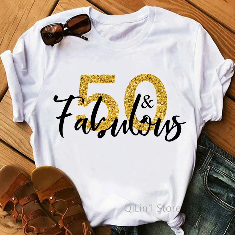 Golden 50th Fabulous Birthday Gift T-Shirt Women'S Clothing Tshirt Femme Harajuku Shirt Summer Fashion white T Shirt Tops
Golden 50th Fabulous Birthday Gift T-Shirt Women'S Clothing Tshirt Femme Harajuku Shirt Summer Fashion white T Shirt Tops