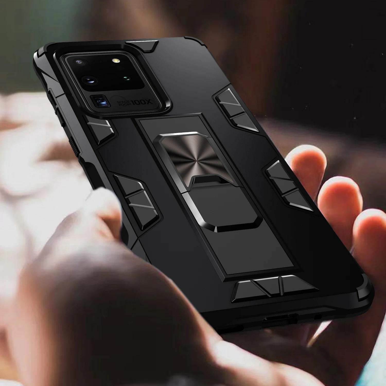 Human - Magnetic Military Car Mount Case for Samsung Galaxy S20 Ultra S10e S10 lite S8 S9 Plus Case Protective Kickstand Phone Covers