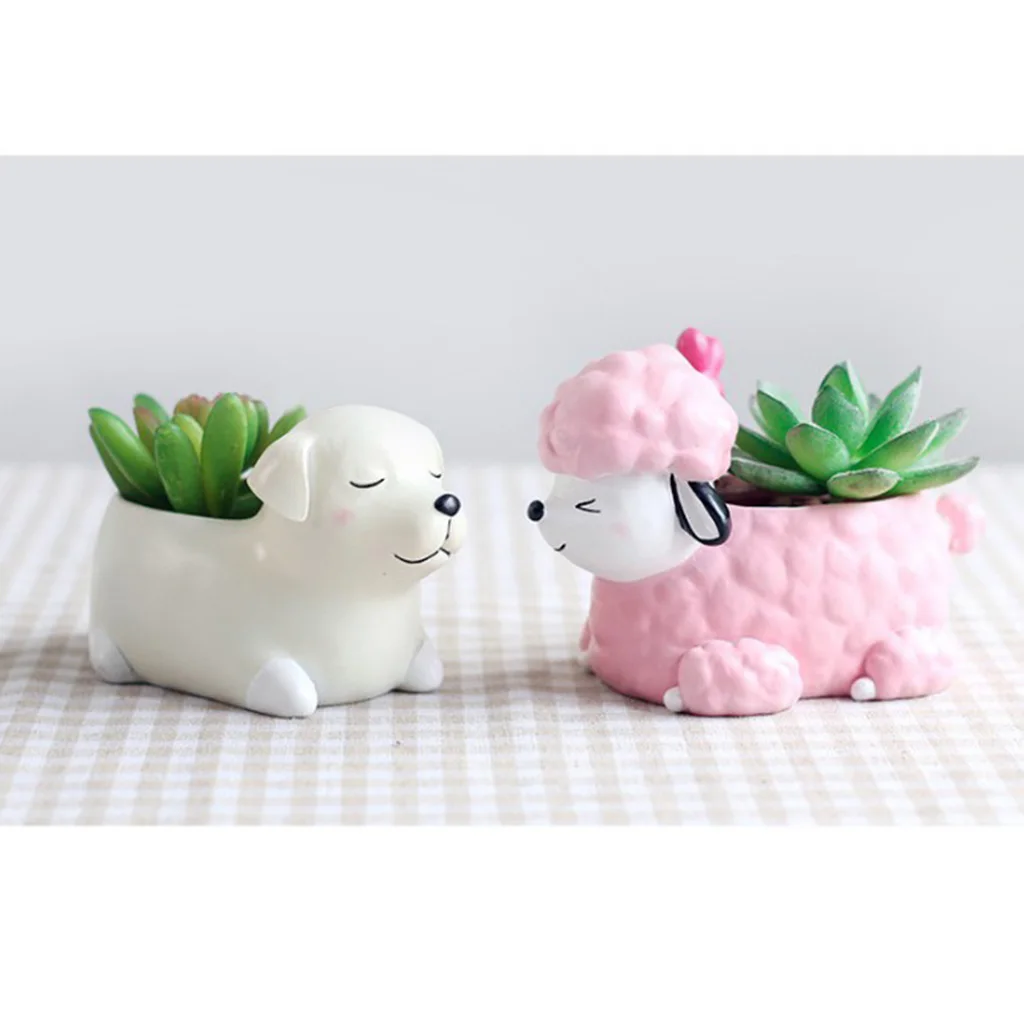 Cute Dog Animal Resin Succulent Planters Small Cactus Pot Cute Gifts for Home Office Cute Dog Animal Resin Succulent Planters Small Cactus Pot Cute Gifts for Home Office