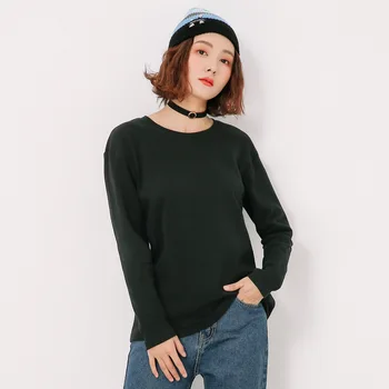 Women's Spring and Autumn Long Sleeve Round Neck Sweatshirt Cotton Loose Sweatshirt gray 
Women's Spring and Autumn Long Sleeve Round Neck Sweatshirt Cotton Loose Sweatshirt gray