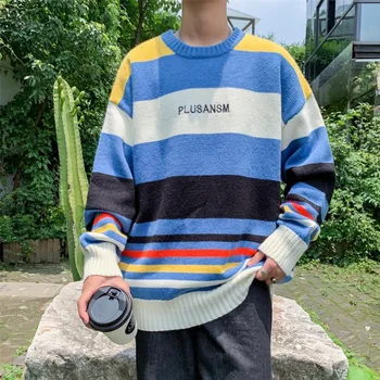 Winter New Sweater Men Warm Fashion Casual O-neck Sweater Pullover Street Wild Loose Contrast Color Striped Sweater Male Clothes
Winter New Sweater Men Warm Fashion Casual O-neck Sweater Pullover Street Wild Loose Contrast Color Striped Sweater Male Clothes
