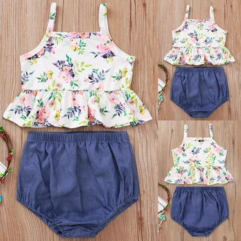 2Pcs Baby Girls Outfits Summer Floral Print Sleeveless Toddler T shirts + Shorts Set Summer Cute Costume Set Baby clothing D30
2Pcs Baby Girls Outfits Summer Floral Print Sleeveless Toddler T shirts + Shorts Set Summer Cute Costume Set Baby clothing D30