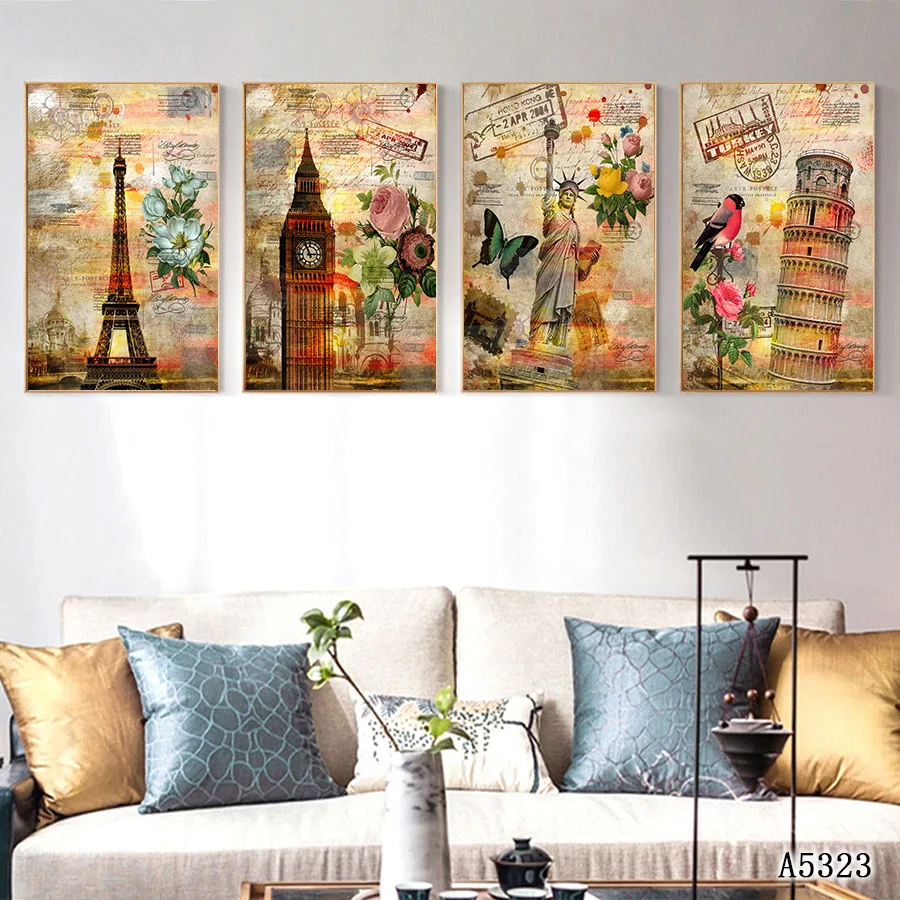 Abstract Oil Painting Print on Canvas 4pcs The Statue of Liberty and Paris Tower Cityscape Canvas Art Printing for Home Decor
Abstract Oil Painting Print on Canvas 4pcs The Statue of Liberty and Paris Tower Cityscape Canvas Art Printing for Home Decor