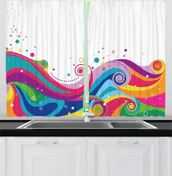 Abstract Kitchen Curtains Sea of Rainbow Colored Waves with Vivid Splashes on White Sky Lively Swirls Shapes Window Drapes
Abstract Kitchen Curtains Sea of Rainbow Colored Waves with Vivid Splashes on White Sky Lively Swirls Shapes Window Drapes