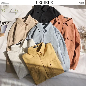 LEGIBLE Men Shirt Mens Pocket Casual Solid Long Sleeve Shirts Male Spring Korean Fashions Shirts High Quality 
LEGIBLE Men Shirt Mens Pocket Casual Solid Long Sleeve Shirts Male Spring Korean Fashions Shirts High Quality