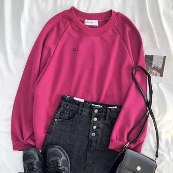 Mooirue Smile Face Embroidery Women Sweatshirt Simple Basic Classic Lazy Loose Solid Color Round Neck Long Sleeve Pullover
Mooirue Smile Face Embroidery Women Sweatshirt Simple Basic Classic Lazy Loose Solid Color Round Neck Long Sleeve Pullover