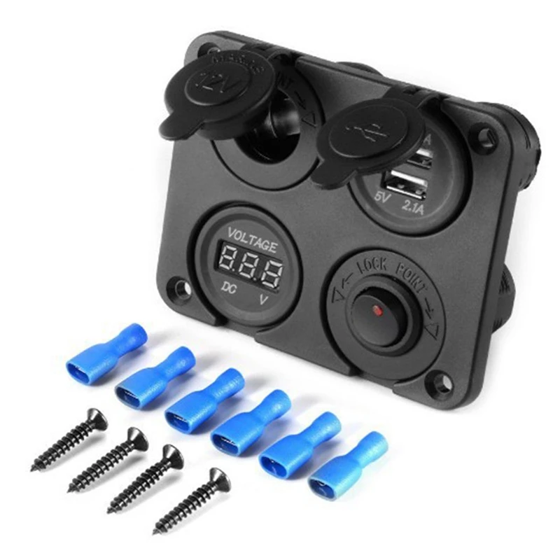 12V 4 In 1 Car Cigarette Lighter Socket Dual USB Port Charger With Voltmeter On/Off Switch Panel For Truck Boat Auto Accessories
12V 4 In 1 Car Cigarette Lighter Socket Dual USB Port Charger With Voltmeter On/Off Switch Panel For Truck Boat Auto Accessories