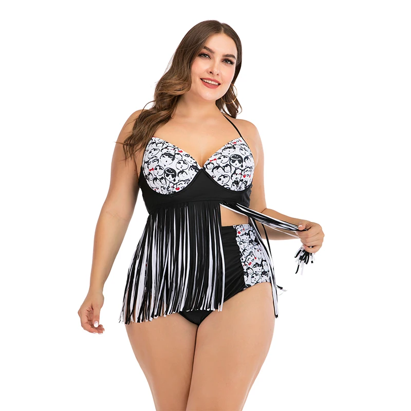 2021 New Style Women Swimsuit High Waist Bikini Set Big Breast Geometric Print Swimwear Push Up Bathing Suit Biquinis L~4XL | Женская