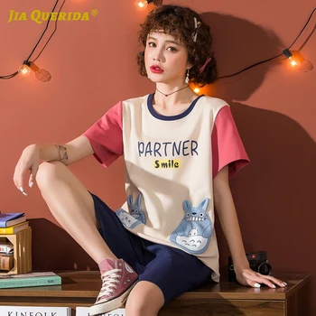 Patchwork Pajamas Set Homesuit Homeclothes Sleepwear Casual Style Short Sleeve Short Pants Sleepwear Crew Neck Cartoon Printing
Patchwork Pajamas Set Homesuit Homeclothes Sleepwear Casual Style Short Sleeve Short Pants Sleepwear Crew Neck Cartoon Printing