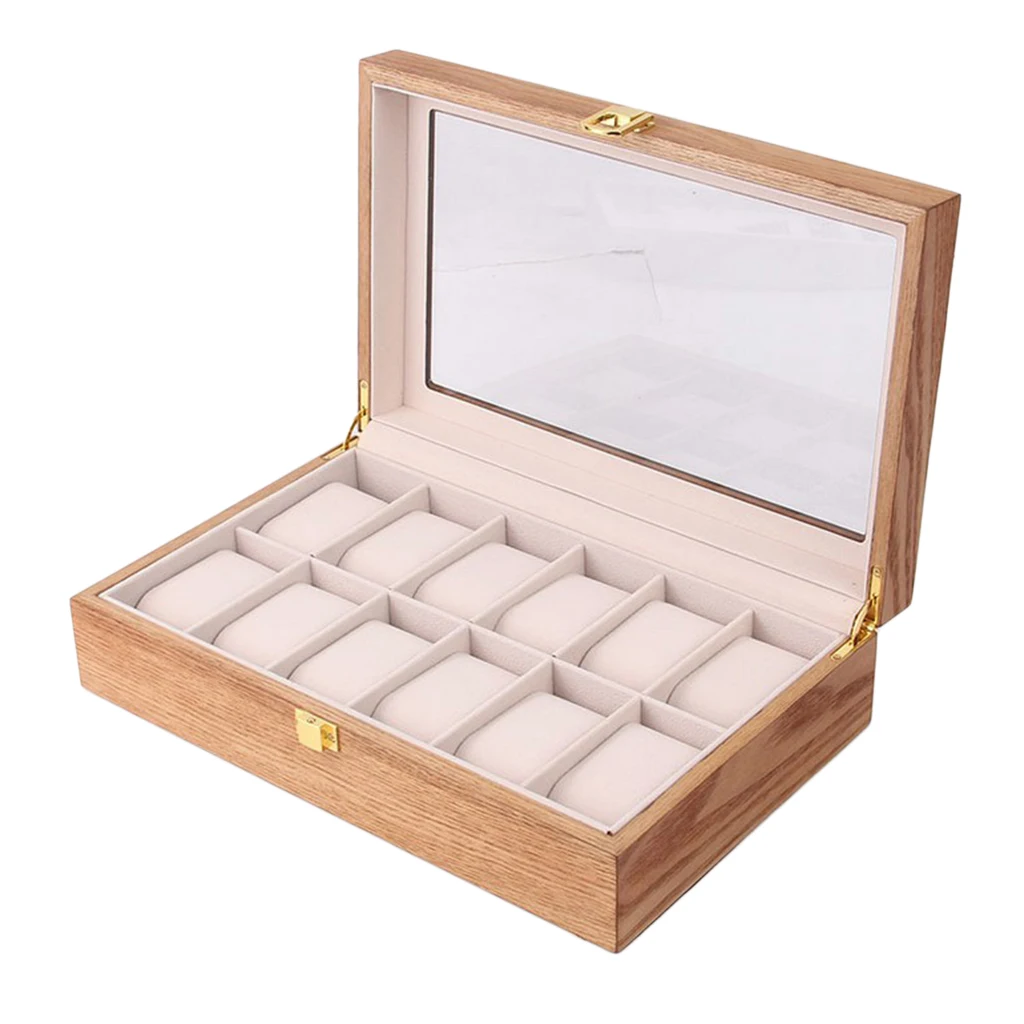 Novelty Watch Box, Executive Watch Case with Valet, Glass Topped Wooden Watch