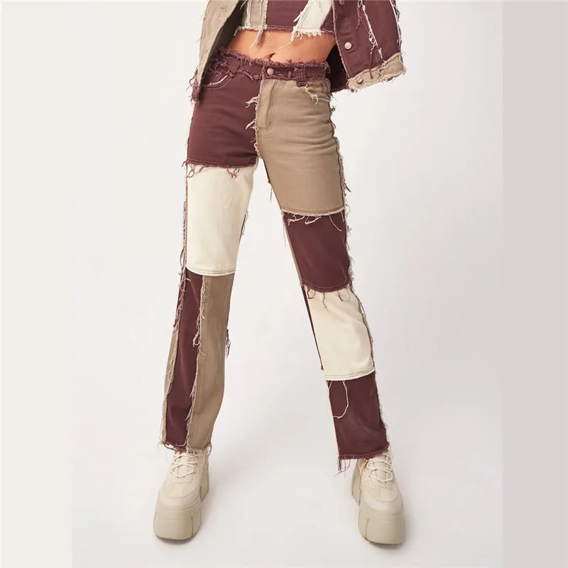 2021 New Fashion autumn Blue/Pink patchwork Jeans women High waist Hip hop straight Jeans ladies trousers female denim for woman
2021 New Fashion autumn Blue/Pink patchwork Jeans women High waist Hip hop straight Jeans ladies trousers female denim for woman