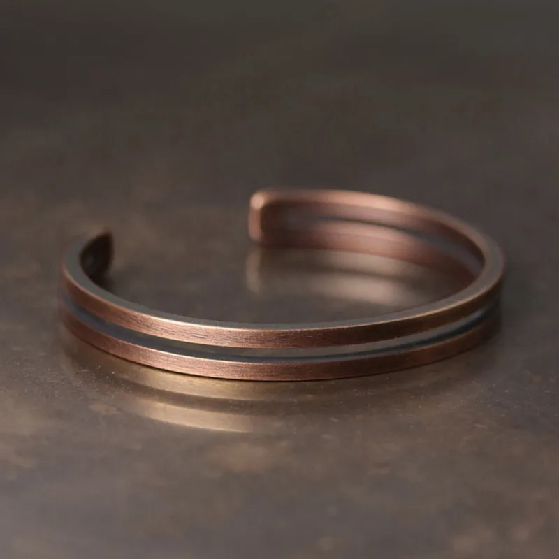 

Pure Copper Handcrafted Metal Bracelet Rustic Vingtage Punk Unisex Cuff Bangle Carved Handmade Manmade Jewelry Men Women Gift