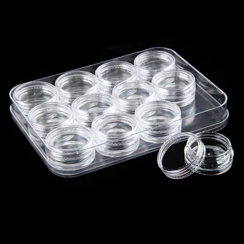 Clear Plastic Sample Container 12 Mini Bottle Jars Cosmetic Tools Nail Art Crafts Storage Box AC889
Clear Plastic Sample Container 12 Mini Bottle Jars Cosmetic Tools Nail Art Crafts Storage Box AC889