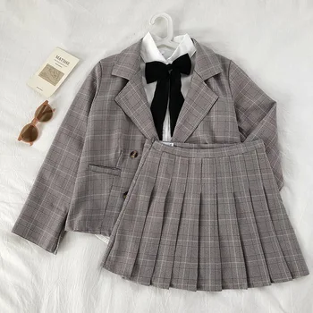 HELIAR Suit Women sets four piece set winter autumn 2020 korean plaid suit jacket+white shirt+tie+pleated plaid skirt 4 pcs sets
HELIAR Suit Women sets four piece set winter autumn 2020 korean plaid suit jacket+white shirt+tie+pleated plaid skirt 4 pcs sets