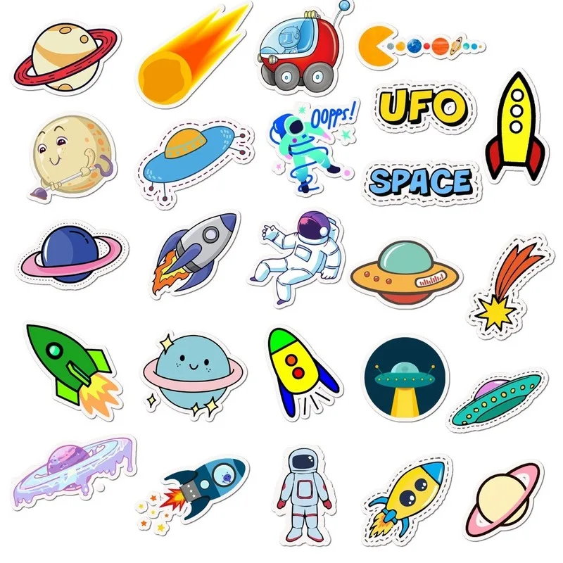 50 Pcs Outer Space Stickers for Universe Astronaut Spaceman Rocket Ship Planet Sticker To Luggage Laptop Fridge Bicycle DIY Toy
50 Pcs Outer Space Stickers for Universe Astronaut Spaceman Rocket Ship Planet Sticker To Luggage Laptop Fridge Bicycle DIY Toy
