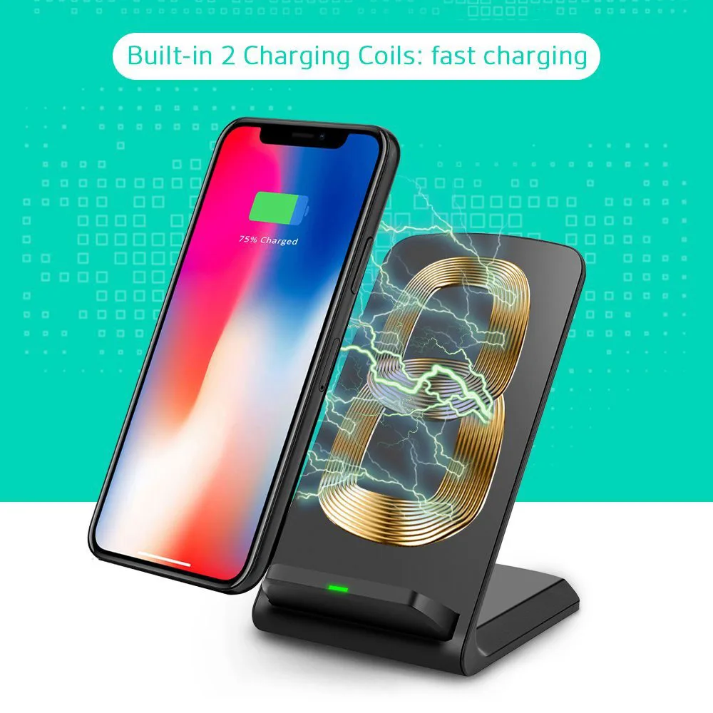 

Qi Wireless Charger Dock USB Fast Charging Stand for iPhone X Xs Max 8 plus Samsung S8/S9 10W Wireless Quick Charger