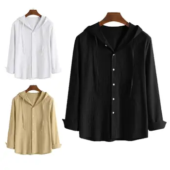 Solid Color Shirts Men Long Sleeve Drawstring Hooded Button Shirt Blouse Top Solid Color Button Design Comfortable Mens Shirts
Solid Color Shirts Men Long Sleeve Drawstring Hooded Button Shirt Blouse Top Solid Color Button Design Comfortable Mens Shirts