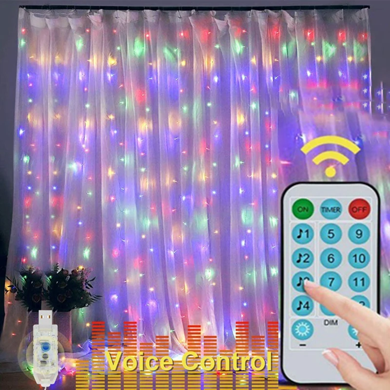 Music Control/8 Lighting Mode Garland USB Wedding Party Decor Christma Window Curtain String Light 3x3m LED Fairy Light Outdoor 
Music Control/8 Lighting Mode Garland USB Wedding Party Decor Christma Window Curtain String Light 3x3m LED Fairy Light Outdoor