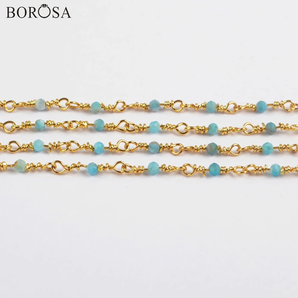 BOROSA 3Meters 2mm Blue Apatite Beads Faceted Brass Chains Natural Stone Beads Chains Jewelry Findings JT242
BOROSA 3Meters 2mm Blue Apatite Beads Faceted Brass Chains Natural Stone Beads Chains Jewelry Findings JT242