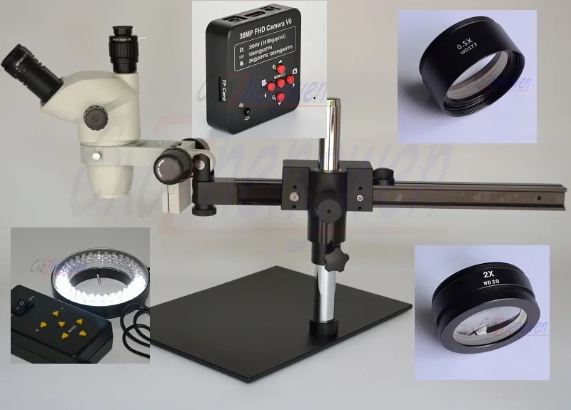 FYSCOPE 38MP HDMI камера микроскоп 3.35X 90X направляющая Тринокулярный Стерео зум пайка Simul