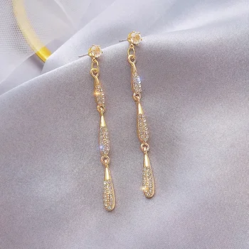 Exknl Luxury Crystal Long Party Earrings For Women Wedding Jewelry Trendy Droplets Fashion long drop tassell earings 2020
Exknl Luxury Crystal Long Party Earrings For Women Wedding Jewelry Trendy Droplets Fashion long drop tassell earings 2020