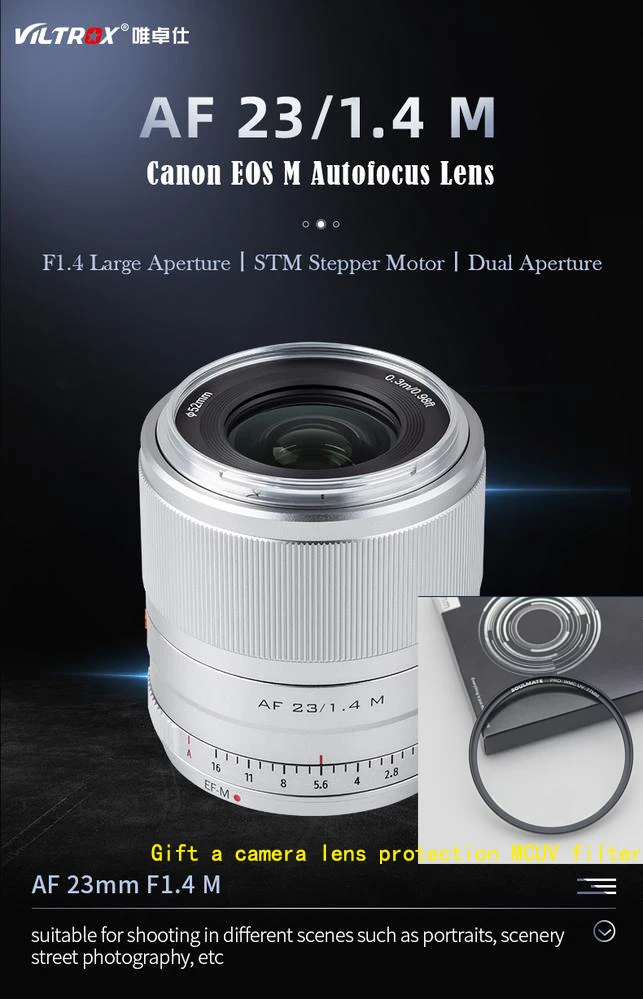 VILTROX 23or33mmF1.4STM is suitable for Canon micro single EF-M portrait humanistic autofocus fixed-focus lens
VILTROX 23or33mmF1.4STM is suitable for Canon micro single EF-M portrait humanistic autofocus fixed-focus lens